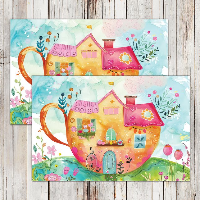 WEIZLICHE TEE-CUP-HAUS DECOUPAGE GEWEBE PAPIER (WHIMSICAL TEA CUP HOUSE DECOUPAGE TISSUE PAPER)