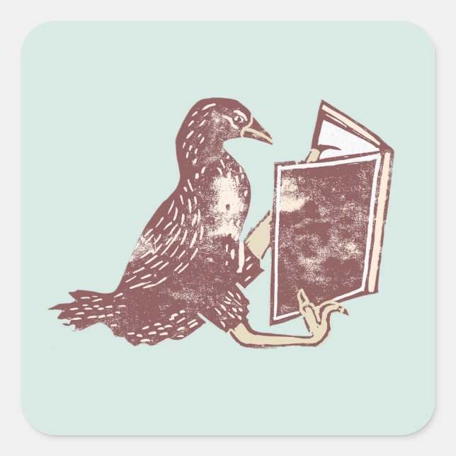 Weka Bird Lesen eines Buches Quadratischer Aufkleber (Vorderseite)