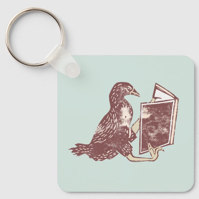 Weka Bird Lesen eines Buches Schlüsselanhänger (Vorderseite)