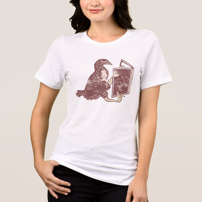 Weka Bird Lesen eines Buches Tri-Blend Shirt (Vorderseite)