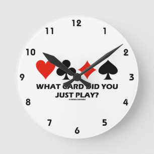 Welche Karte hast du gerade gespielt? (Vier Card-A Runde Wanduhr