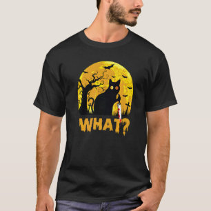 Welche mörderische Katze hält ein Messer Hallowee T-Shirt
