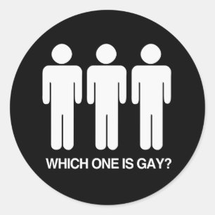 WELCHER IST SCHWUL - WEISS -.png Runder Aufkleber