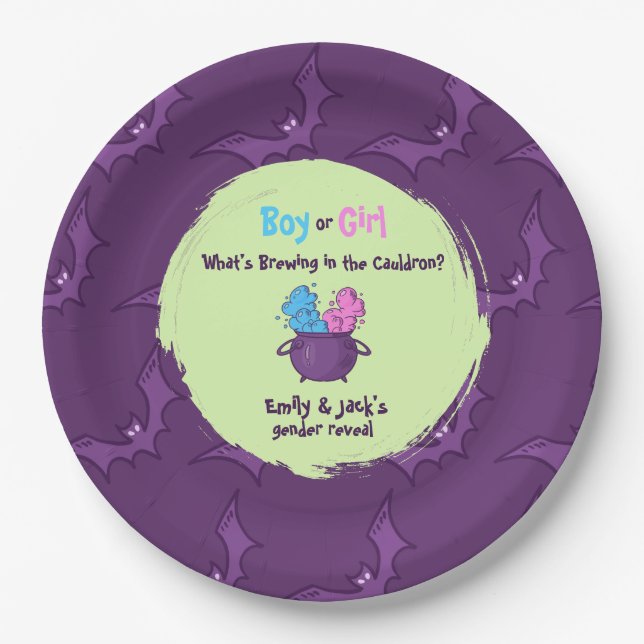 Welches Halloween "Mädchen oder Junge?" Geschlecht Pappteller (Vorderseite)