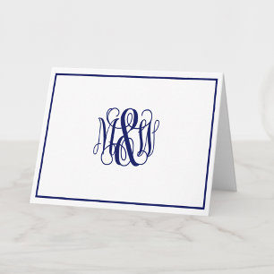 Welches Navy 3 Initial Vine Script Monogram B&G DI