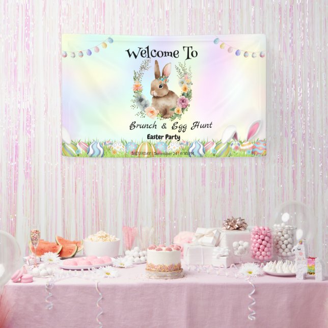Welcom Hasenjagd Ei Happy Osterfest Blume Party Banner (Party)