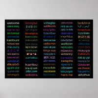 Welcome - 80 Languages Poster - 3 sizes/Black