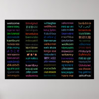 Welcome 80 Languages Poster - 5 sizes /Black