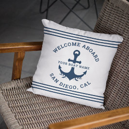 Welcome Aboard Nautica White Kissen