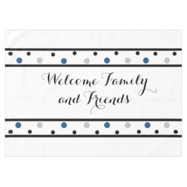 Welcome Azure Blue Silver Black Polka Dots Tischdecke