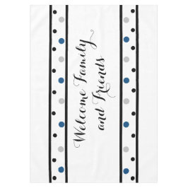 Welcome Azure Blue Silver Black Polka Dots Tischdecke