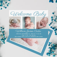 Welcome Baby Boy Blue Foto Kursive Skriptgeburt