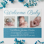 Welcome Baby Boy Blue Niedlich Neugeborenes Foto G<br><div class="desc">Willkommen,  Baby. Ein klassisches Baby Foto-Geburt-Ankündigung Puzzle in zerulenblau mit wunderschöner kursiver Typografie über Ihrem süßen Neugeborenen Fotocollage.</div>