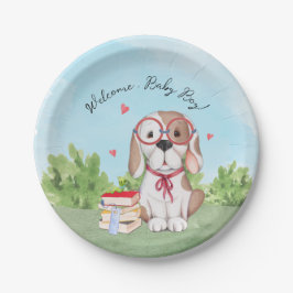 Welcome Baby Boy Book Theme Kinderdusche Pappteller