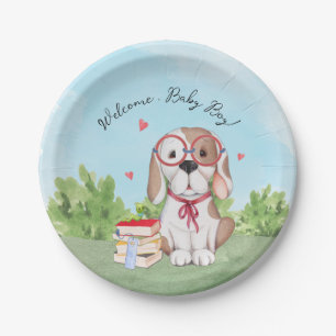 Welcome Baby Boy Book Theme Kinderdusche Pappteller