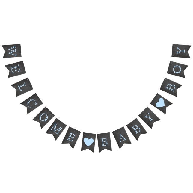 Welcome Baby Boy Chalkboard Look Wimpelkette (Alle)