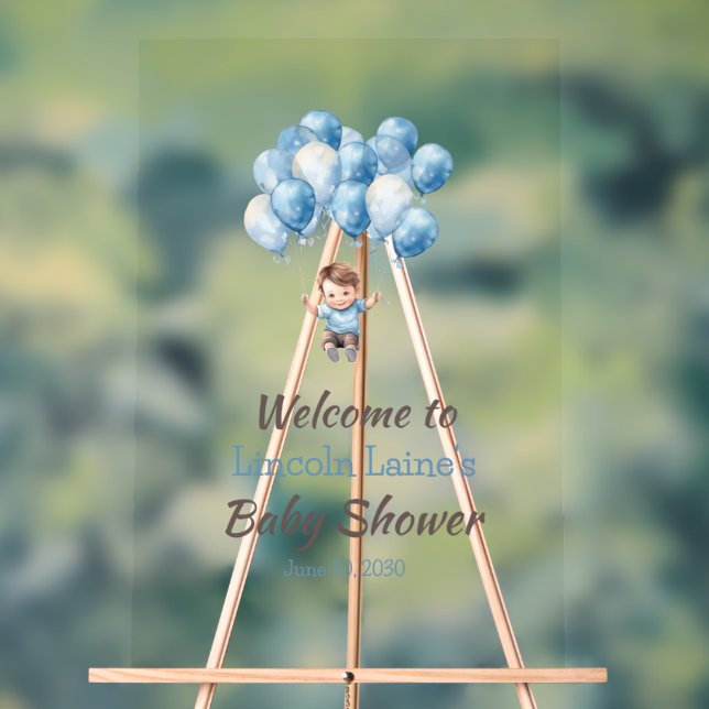 Welcome Baby Boy Duschballons Acrylschild (Neutral)