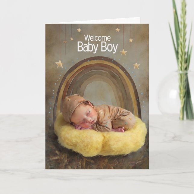 Welcome Baby Boy Karte (Vorderseite)
