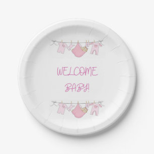 Welcome Baby Clothesline Paper Teller - Baby Girl