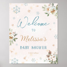 Welcome Baby Dusche Winter Wunderland Snowflake Poster