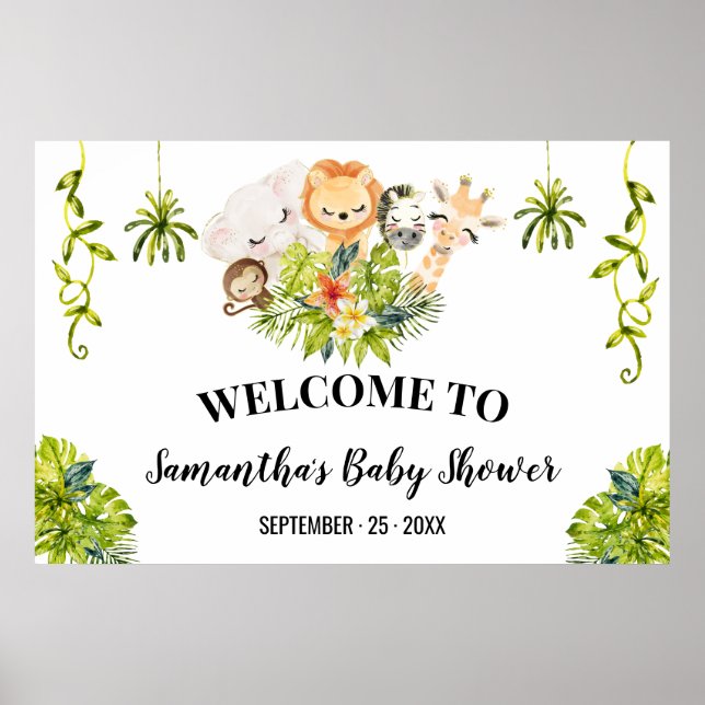Welcome Baby Duwer Jungle Wild Zoo Animals Poster (Vorne)