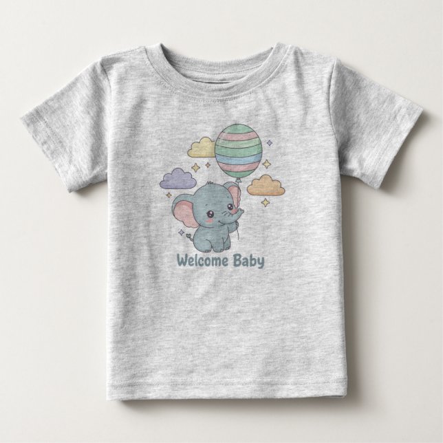 Welcome Baby Elephant Design Baby T-shirt (Vorderseite)