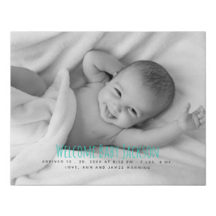 Welcome Baby Foto Birth Stats Handschrift Künstlicher Leinwanddruck