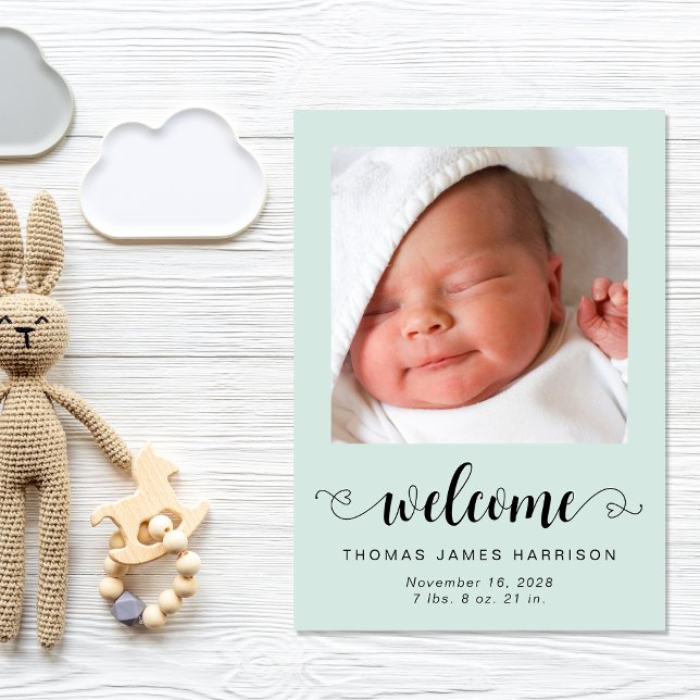 Welcome Baby Fotos Minze Birth Ankündigung (A heartfelt and personalized way to introduce your bundle of joy to the world)