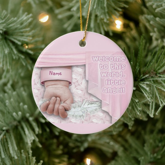Welcome Baby Girl (anpassbar) Keramikornament (Baum)