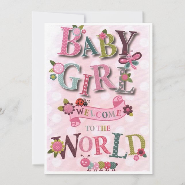 Welcome Baby Girl, carte de naissance (Devant)