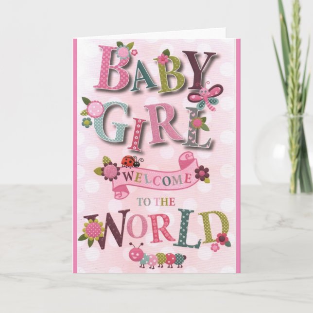 Welcome Baby Girl, carte de naissance, double cart (Devant)