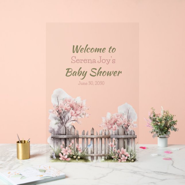 Welcome Baby Girl Dusche Acrylschild (Hochzeit)