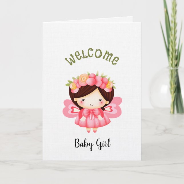 Welcome baby girl feiertagskarte (Vorderseite)