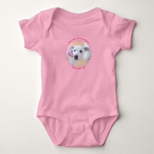 Welcome Baby Girl Foto Niedlicher Welpenhund Strampler
