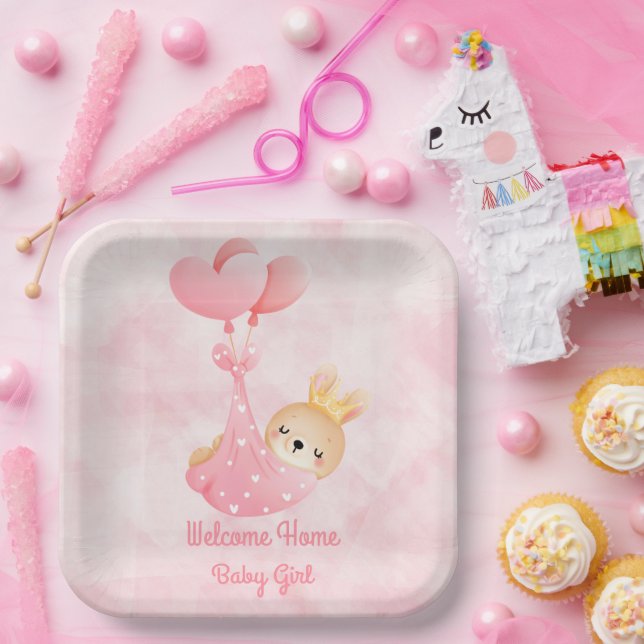 Welcome Baby Girl Pappteller (Party)