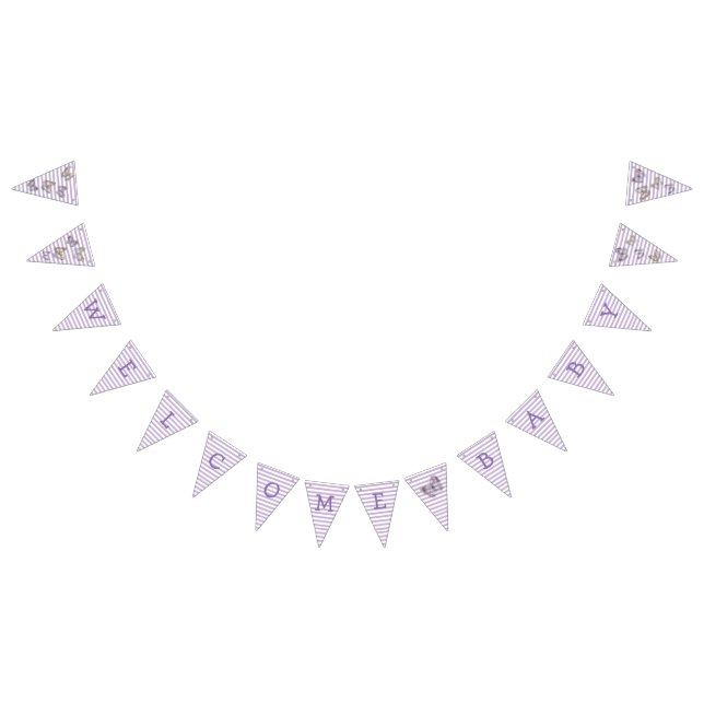 Welcome Baby Lila Gold Butterfly Flag Banner (Alle)