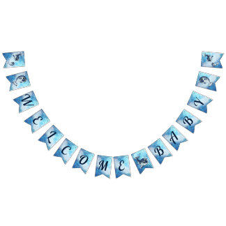 Welcome Baby Narwhal Duschbanner Wimpelkette