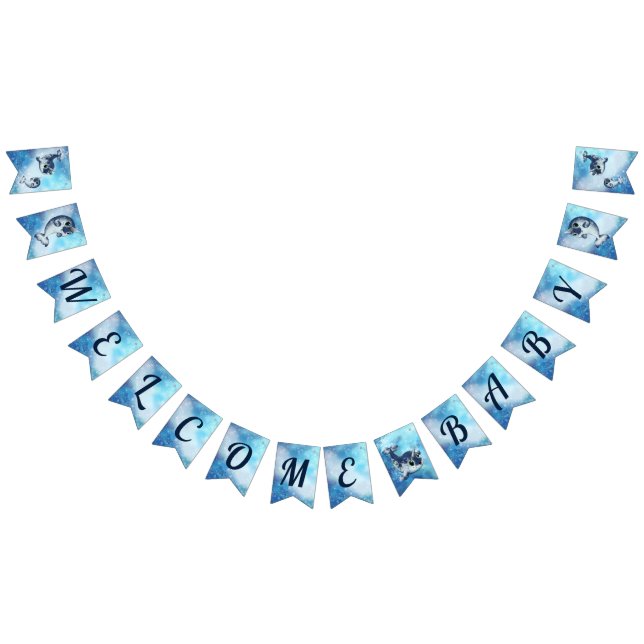 Welcome Baby Narwhal Duschbanner Wimpelkette (Alle)