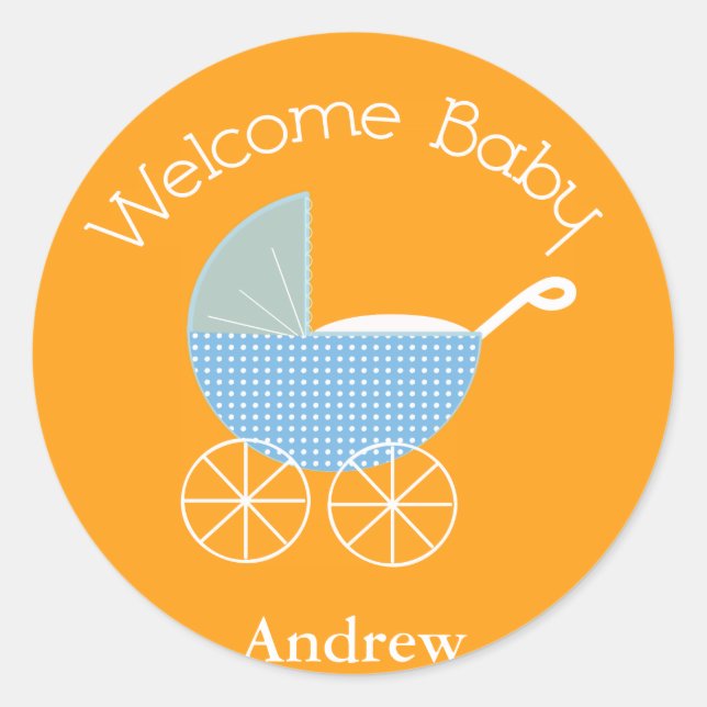 Welcome Baby Orange Aufkleber (Vorderseite)
