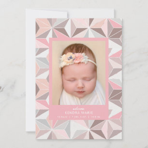 WELCOME BABY   Pink Geometric Birth Announcement Ankündigung