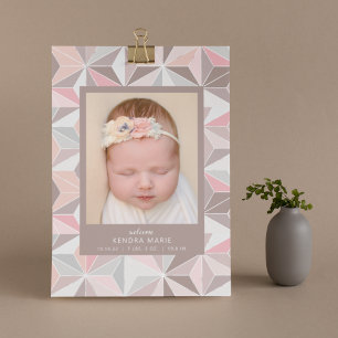 WELCOME BABY   Pink Geometric Birth Announcement Ankündigung