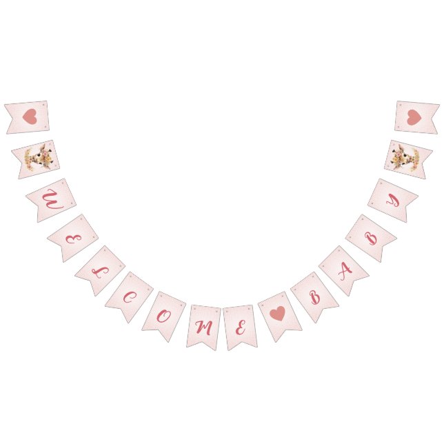 Welcome Baby Pink Giraffe Wild Safari Baby Dusche Wimpelkette (Alle)