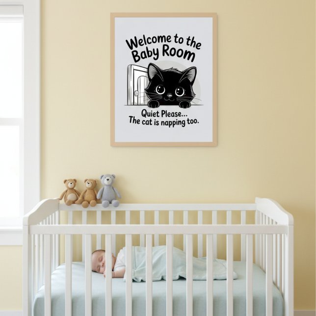 Welcome Baby Room Quiet Cat Napping Poster (Von Creator hochgeladen)