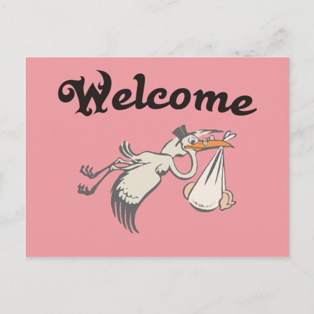 welcome Baby Rose Ankündigungspostkarte (Vorderseite)