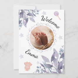 Welcome baby round photo girl einladung