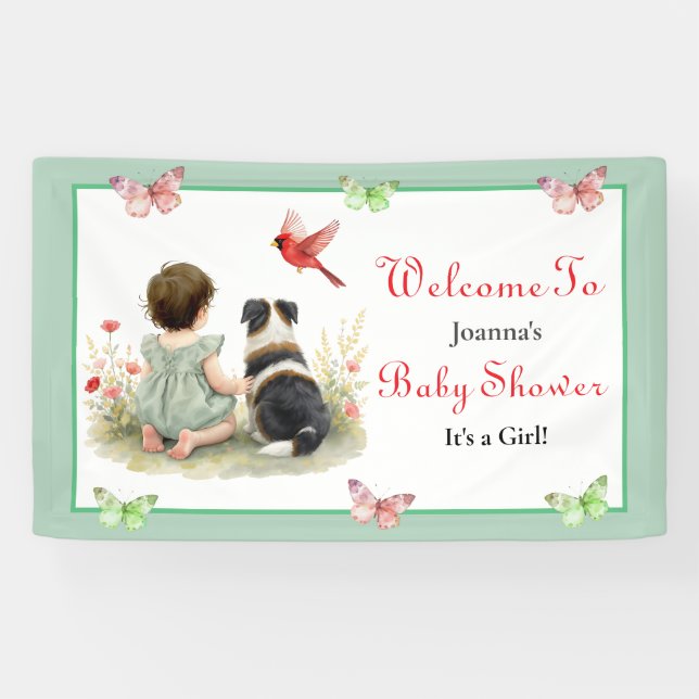 Welcome Baby Shower | Baby and Puppy Dog Banner (Horizontal)