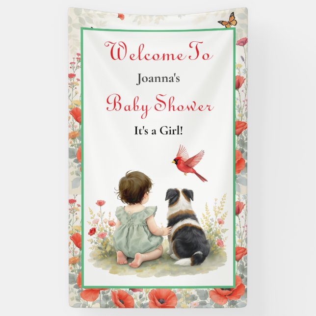Welcome Baby Shower | Baby and Puppy Dog Banner (Vertikal)