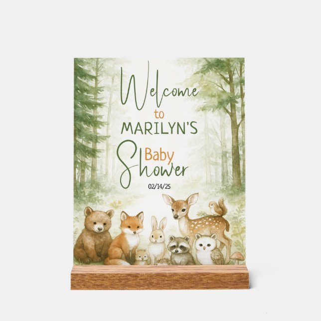 Welcome Baby Shower Baby Animals Acrylschild (Vorderseite)