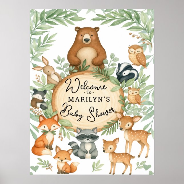 Welcome Baby Shower Baby Animals Poster (Vorne)