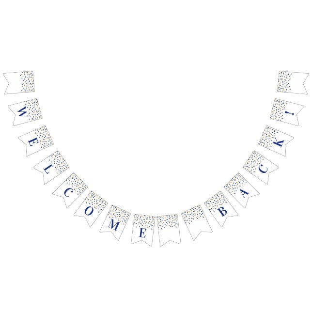 Welcome Back Banner Blue Gold Confetti (Alle)